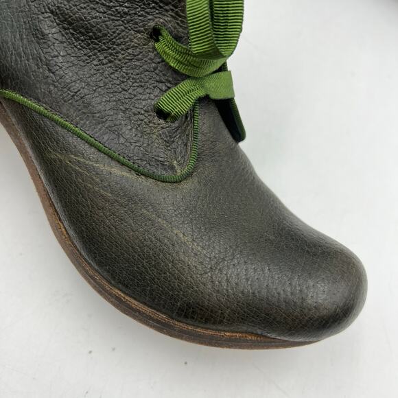 Tracey Neuls Green Leather Ankle Booties TN29 - Picture 5 of 11